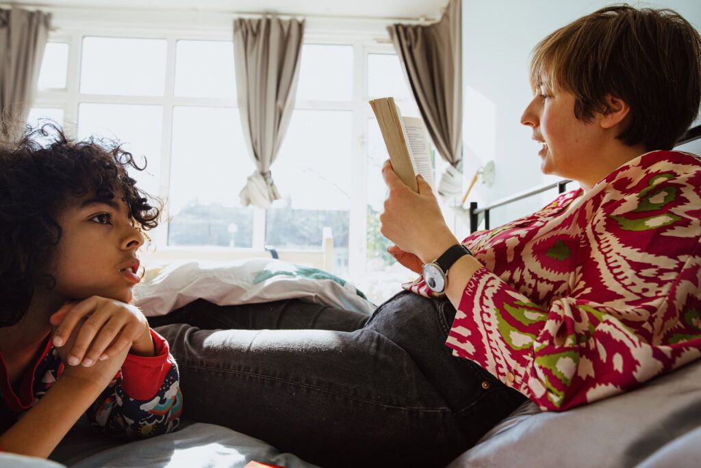 Me reading to my child during our documentary family session at home which I had not felt ready for. 